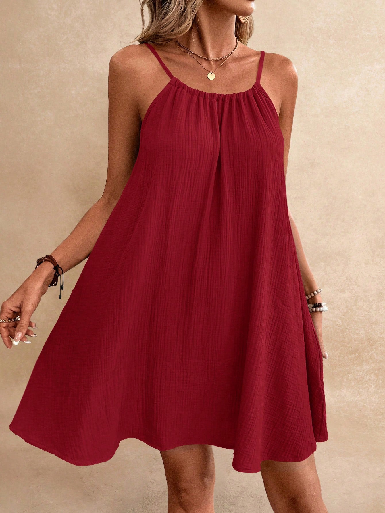 Backless Tie-Back Sleeveless Midi Dress