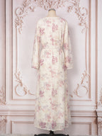 V-Neck Lace-Up Long-Sleeve Maxi Dress