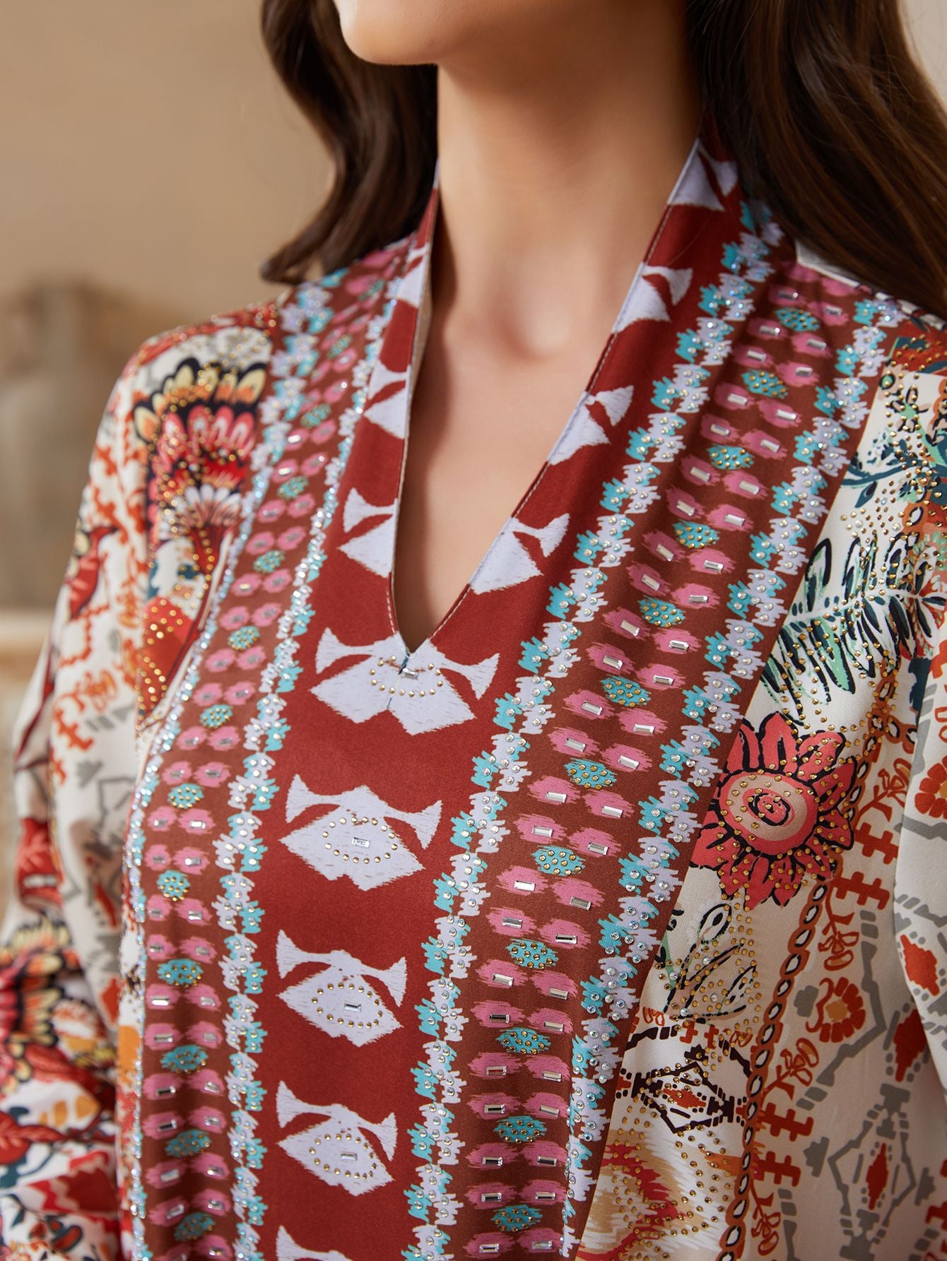 Print V-Neck Maxi Dress