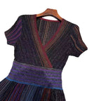 Gradient Stripe Elastic-Waist Midi Dress for Women