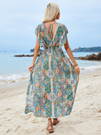 Printed V-Neck Maxi Dress