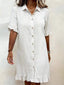 Loose Short-Sleeve Shirt Dress for Women, Shirt Collar
