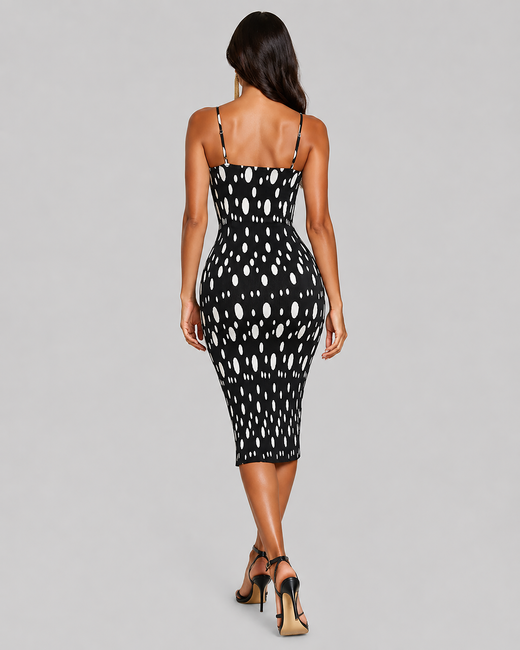 Polka Dot Pleated Midi Dress