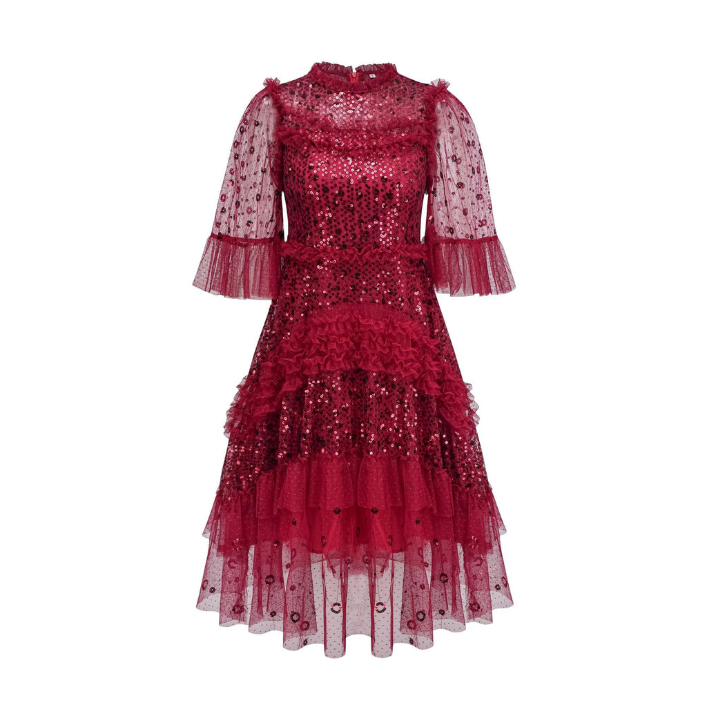 Pleated Shimmer A-Line Mini Dress for Women