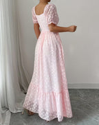 Plus-Size Pink Embroidered Maxi Dress