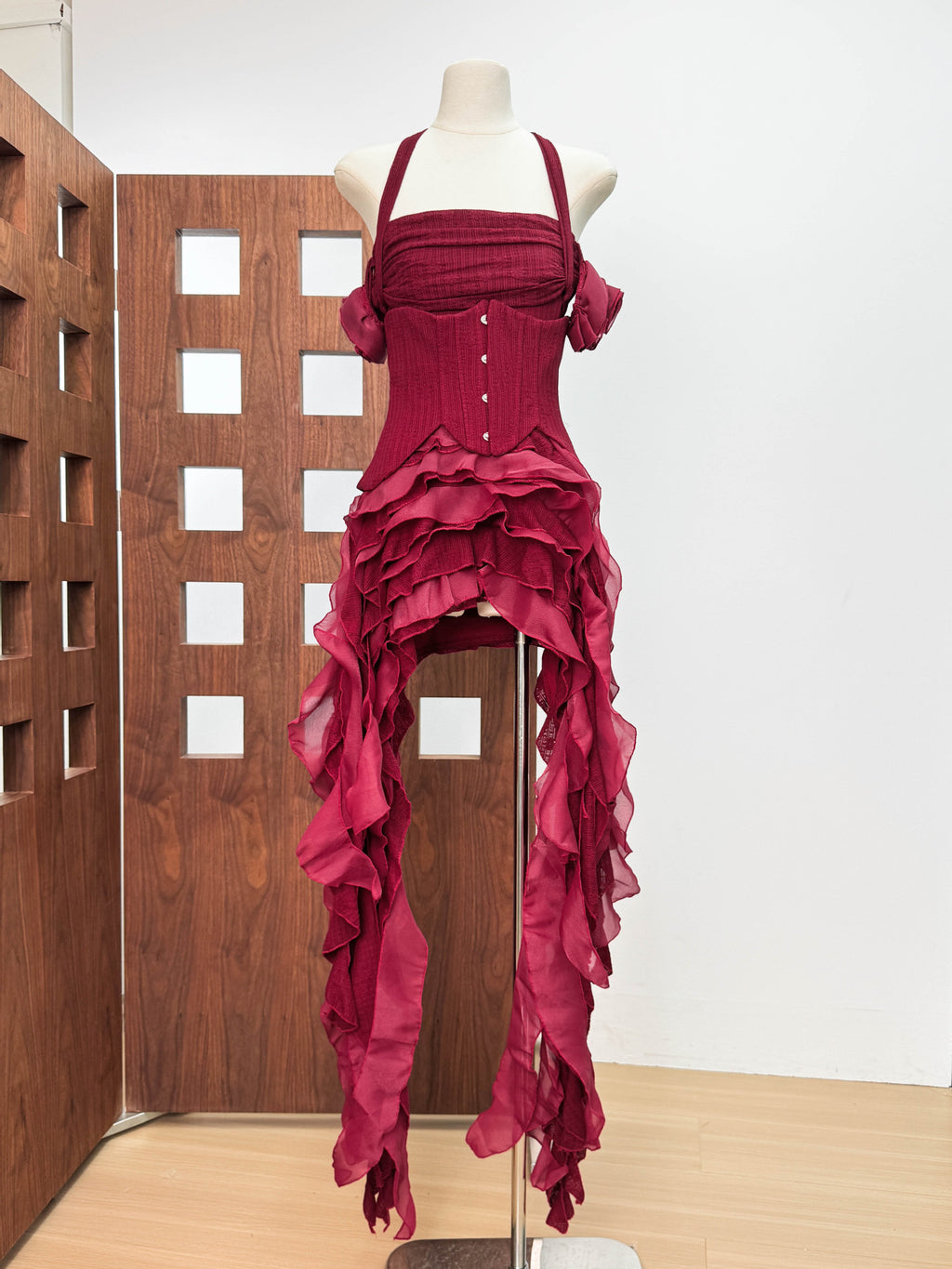 Irregular Fringe Flared Strap Maxi Dress for Women, High Waist