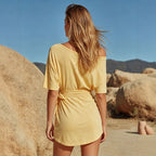 Off-Shoulder Belted A-Line Mini Dress for Women, Beach Style