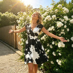 V-Neck Printed Short Sleeve Plus Size Dress for Women