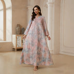 Pink Pearl Embroidered Maxi Dress