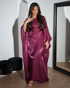 Shiny Satin Belted Maxi Dress