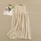 Solid Round-Neck Sleeveless Maxi Dress for Women, One Size
