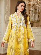 Yellow Embroidered Robe Maxi Dress