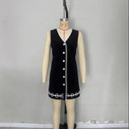 Single-Breasted Sleeveless Mini Skirt for Women