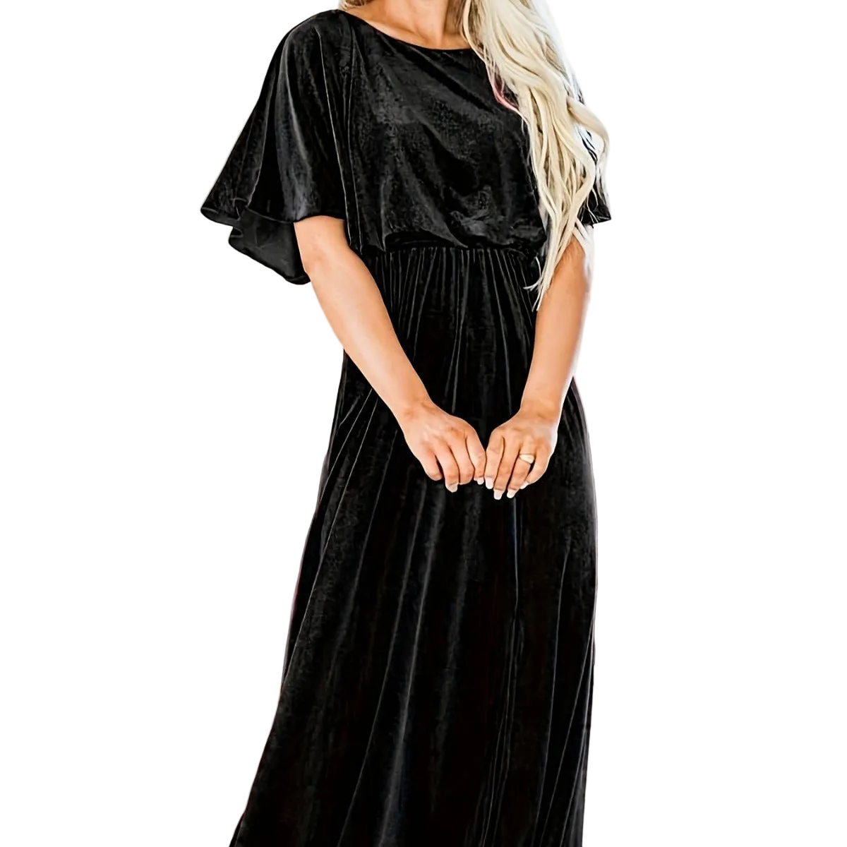 Addison-Velvet 3D-Detail Maxi Dress