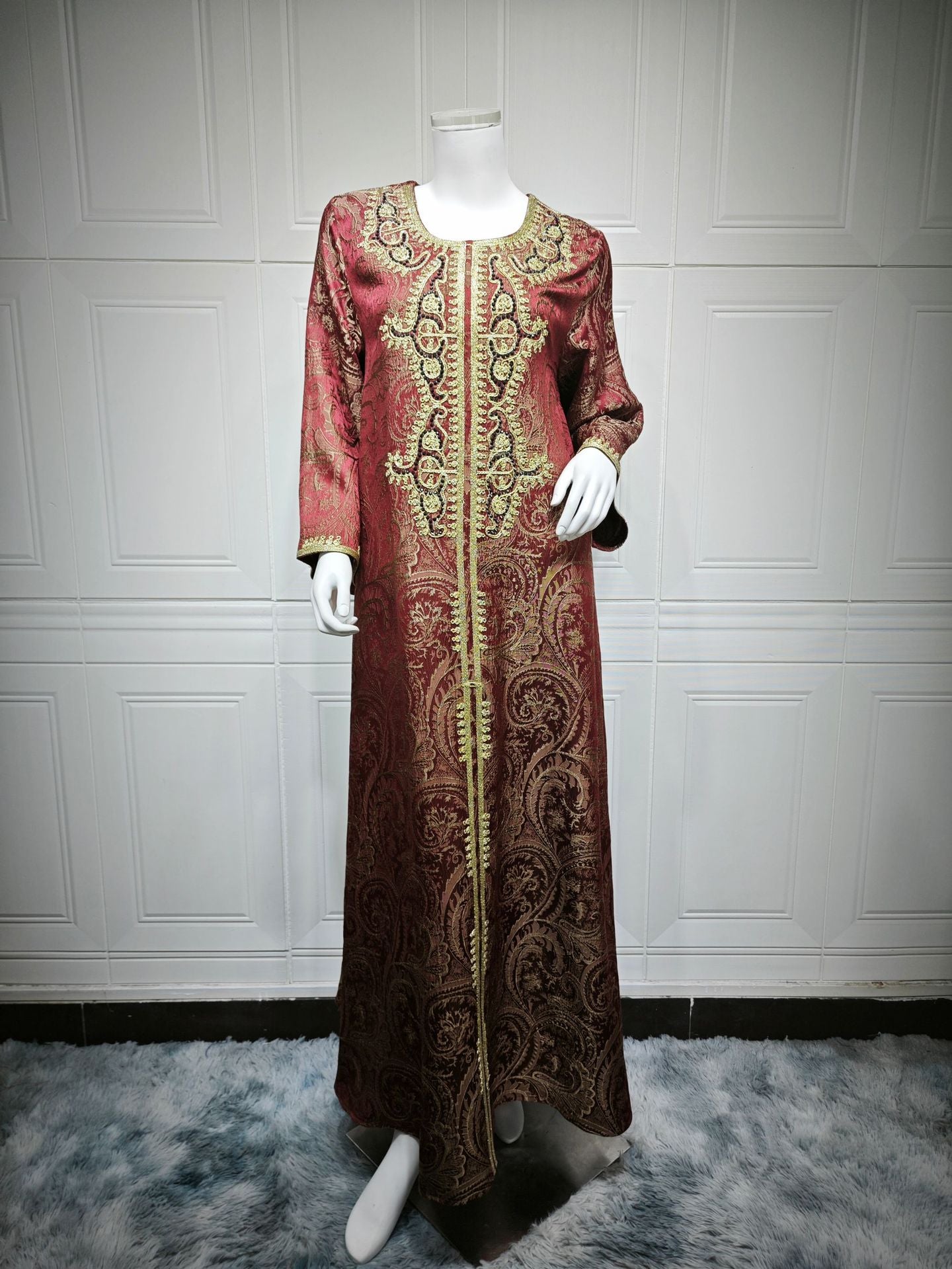 Lace-Up Kaftan Maxi Dress