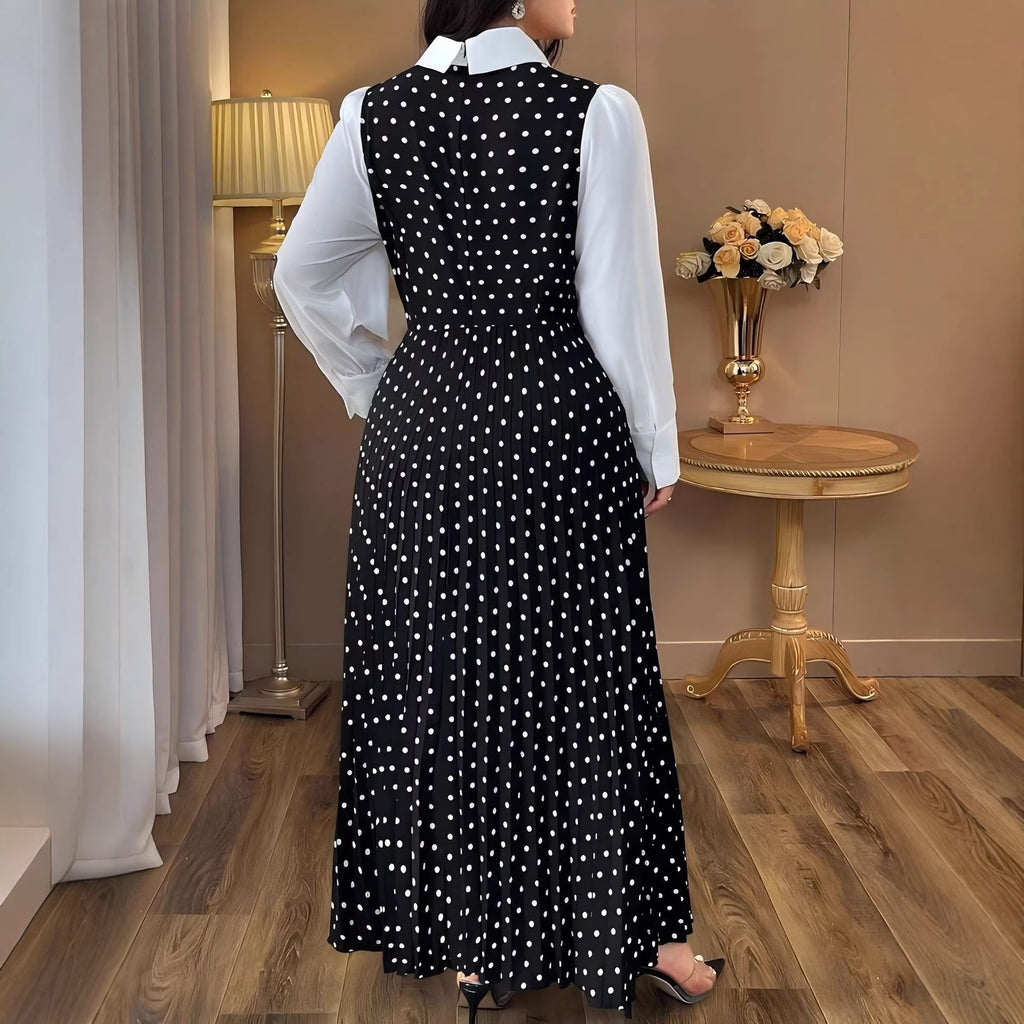 Polka Dot A-Line Maxi Dress, Plus Size