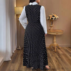 Polka Dot A-Line Maxi Dress, Plus Size