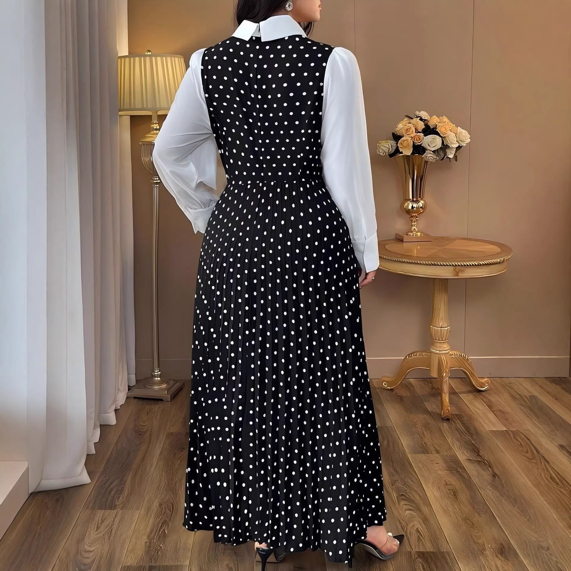 Polka Dot A-Line Maxi Dress, Plus Size