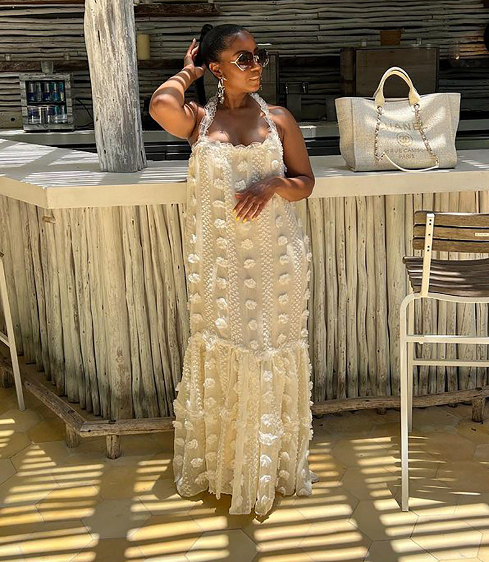 Ivory Strapless Cake Maxi Dress