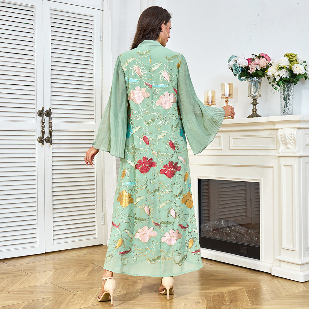 Embroidered Beaded Tassel Maxi Dress Secondary image