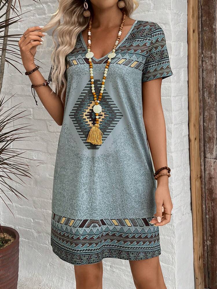 Geometric Print Mini Dress