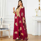 Red Chiffon Two-Piece V-Neck Maxi Dress
