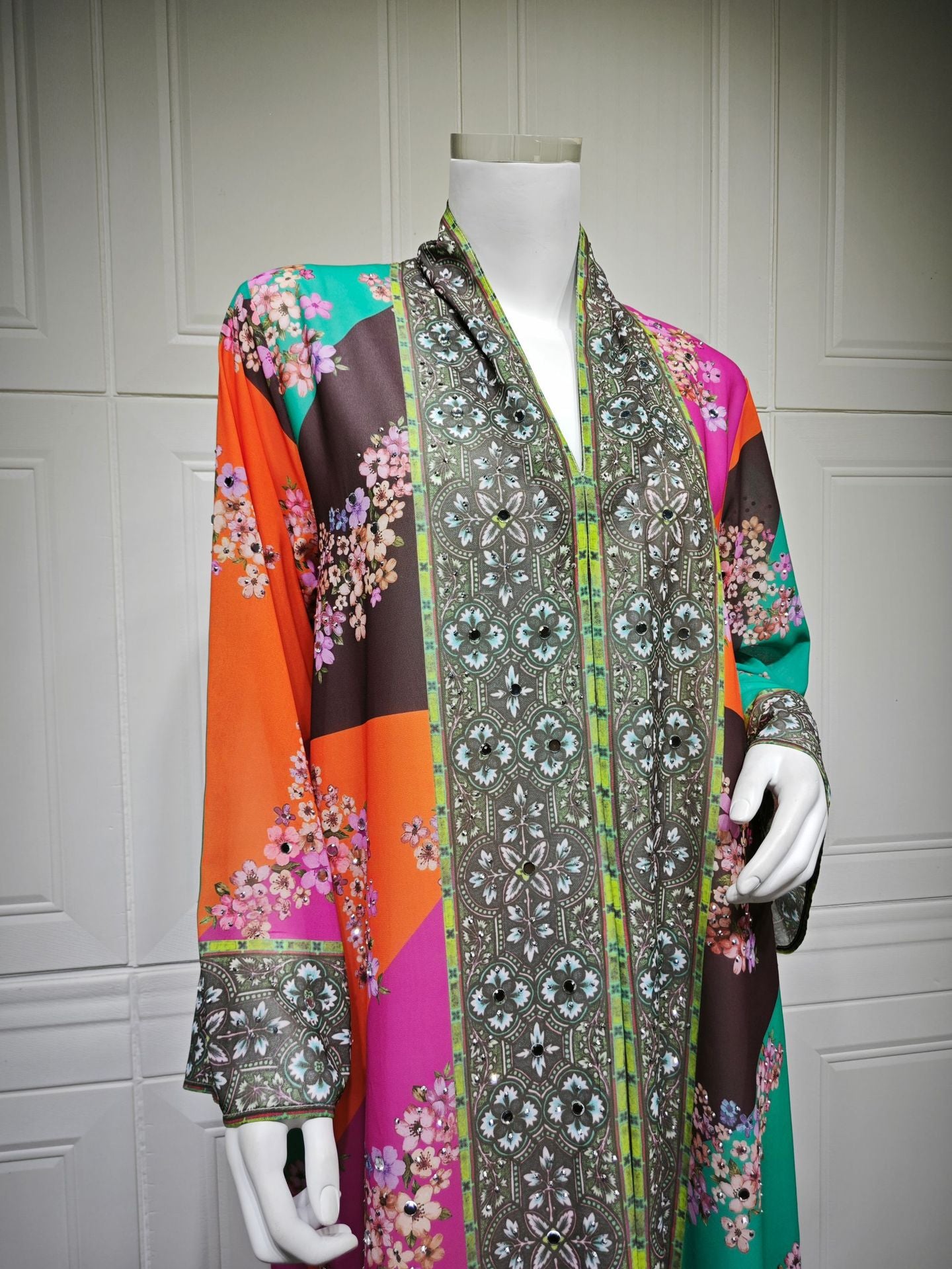 Rhinestone Printed Maxi Dress