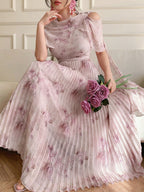 Printed Pleated Maxi Dress