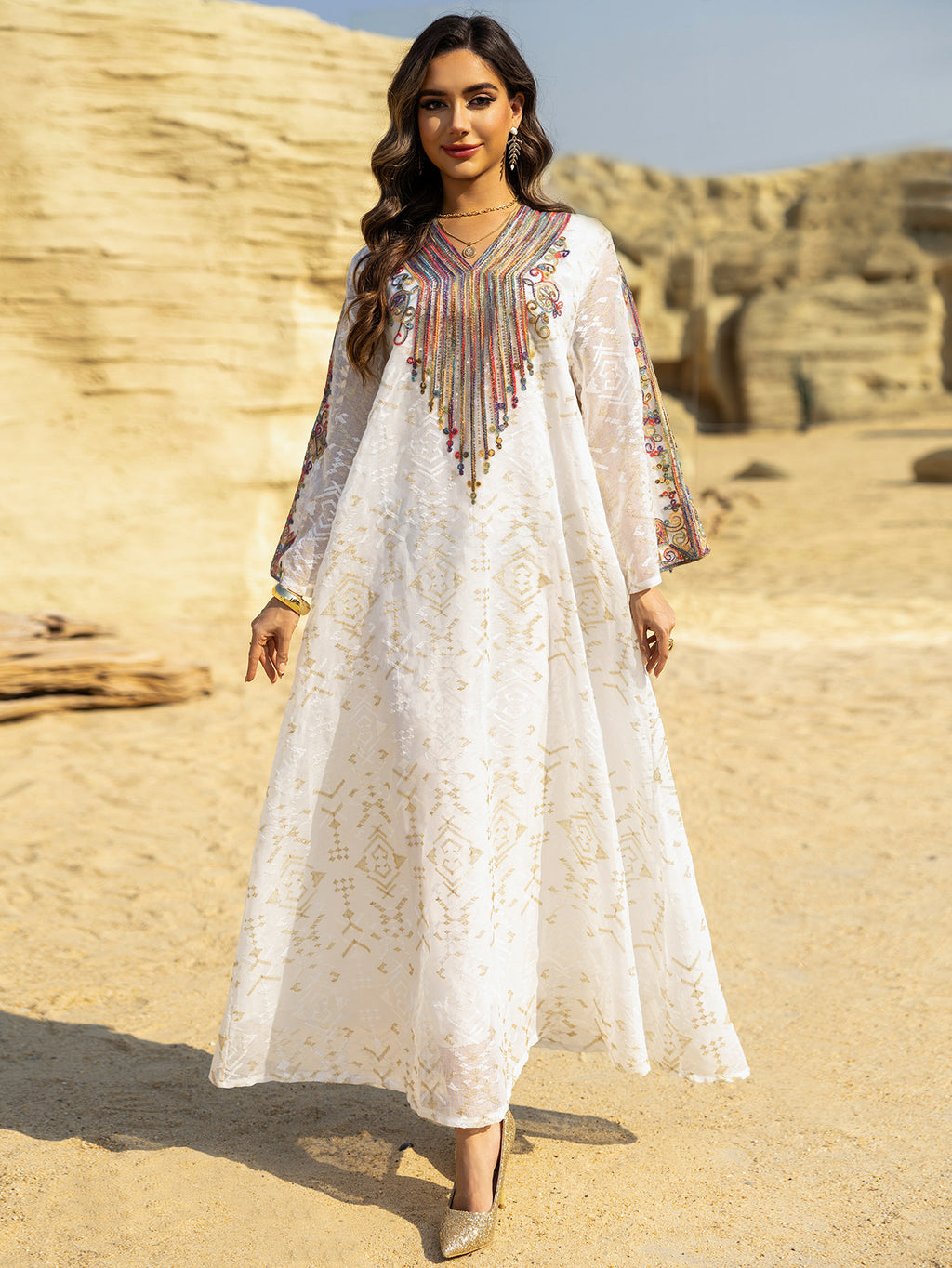 Embroidered Applique Maxi Dress