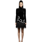 Black Rhinestone Mini Dress for women
