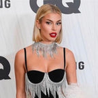 Diamond Tassel Slit Suspender Evening Dress for Women