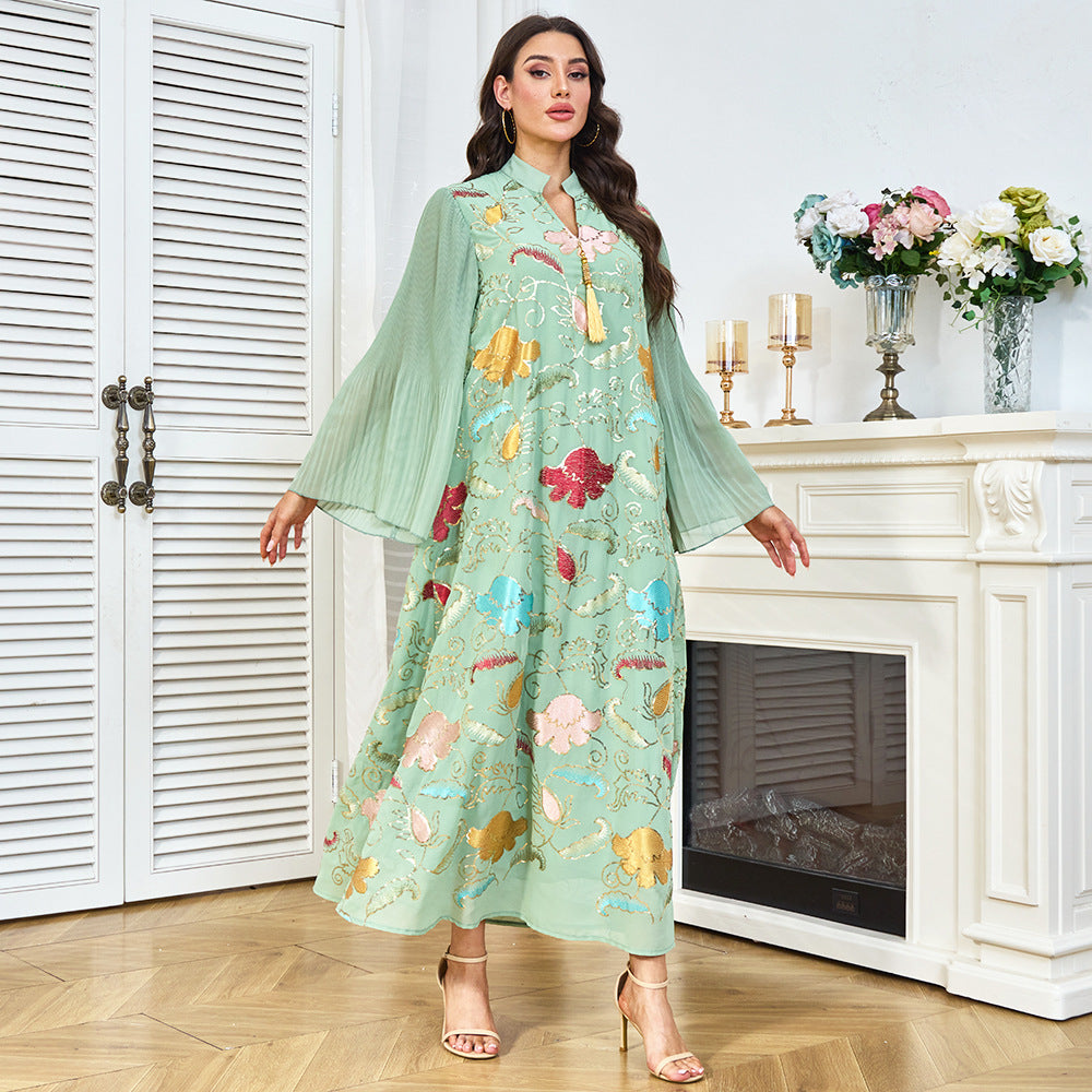 Embroidered bead tassel decorative long skirt