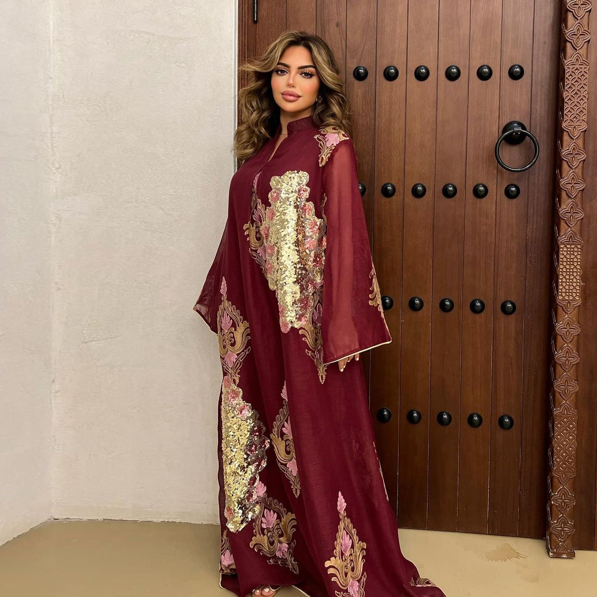 Beaded Sequin Evening Gown