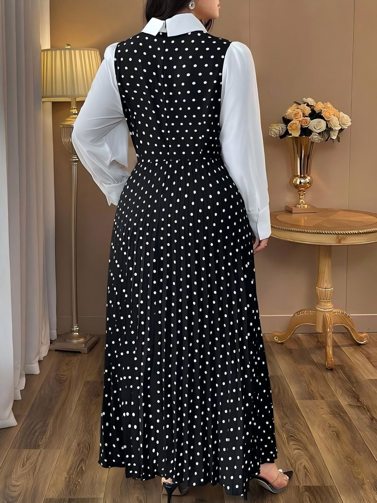 Plus-Size Polka Dot Maxi Dress