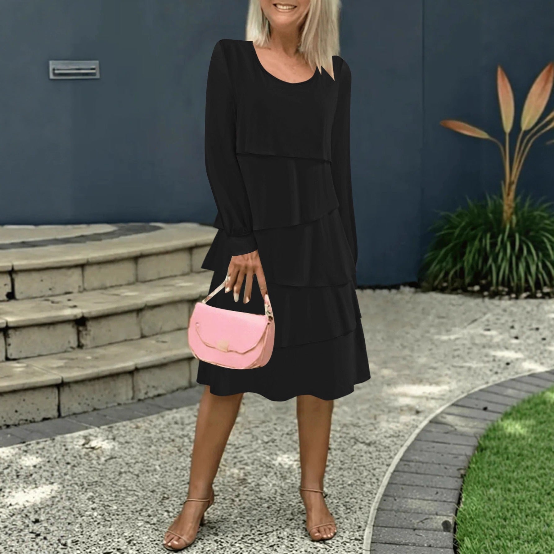 Pleated Cake Midi Dress