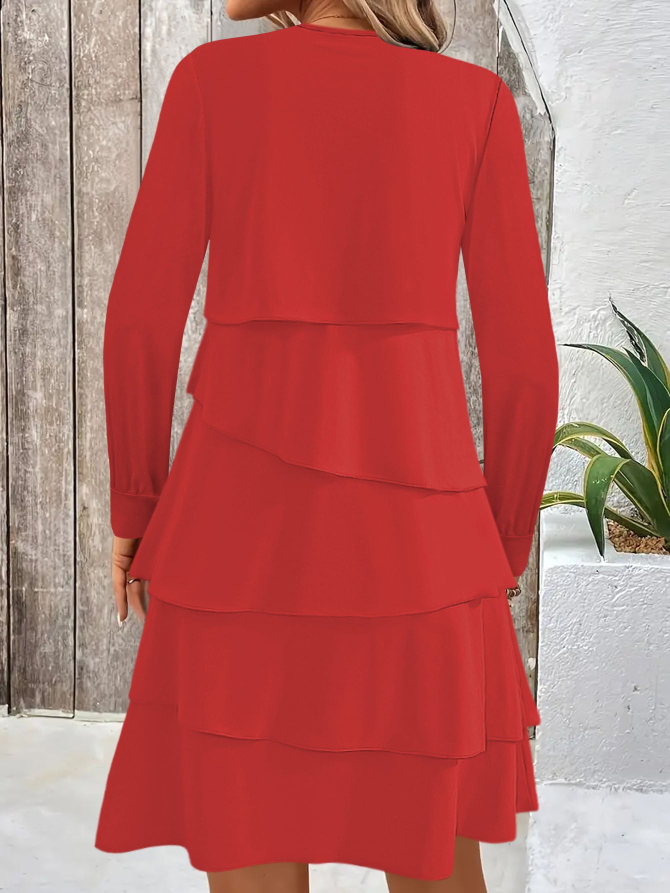 Pleated Cake Midi Dress
