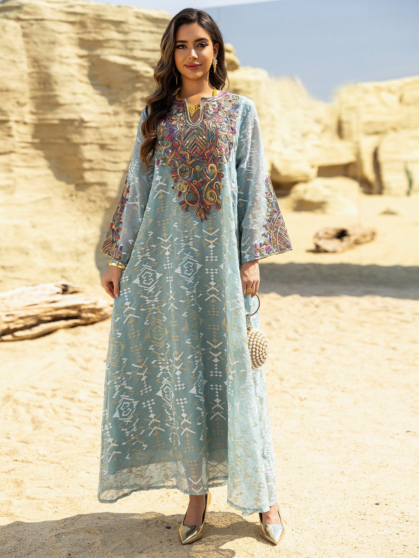 Mesh Patchwork Maxi Dress