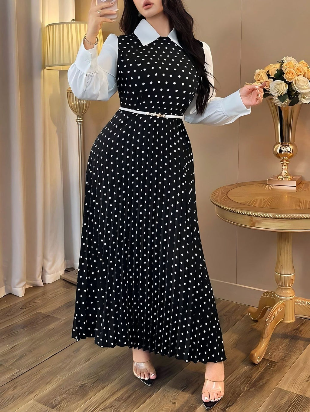 Plus-Size Polka Dot Maxi Dress