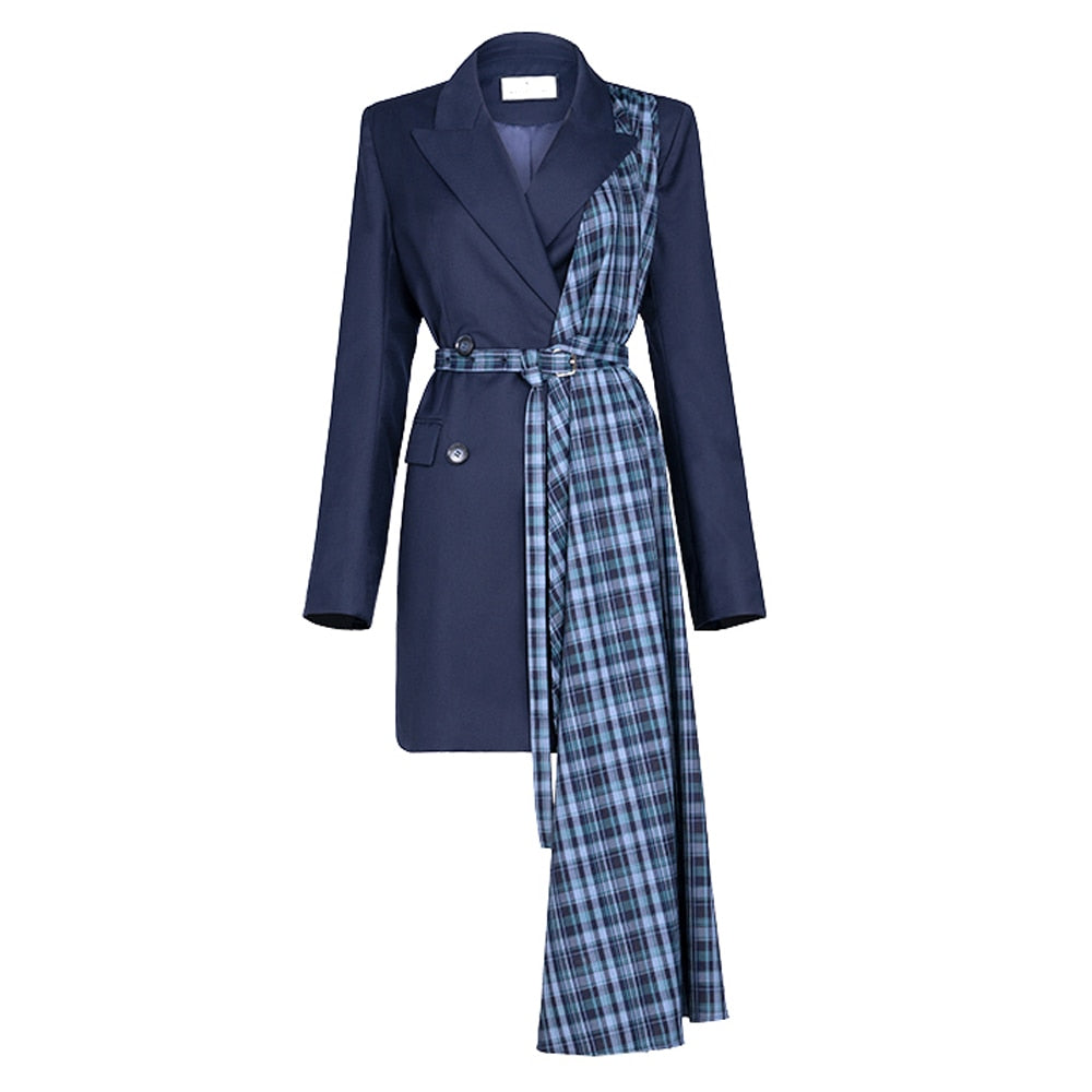 Lace-Up V-Neck A-Line Patchwork Dress for Women