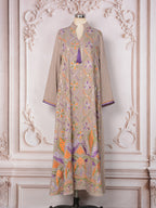 V-Neck Tassel Long-Sleeve Maxi Dress