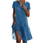 Polka Dot V-Neck Short Sleeve Casual Summer Dress for Women