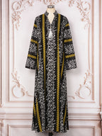 Embroidered Tassel Long-Sleeve Maxi Dress