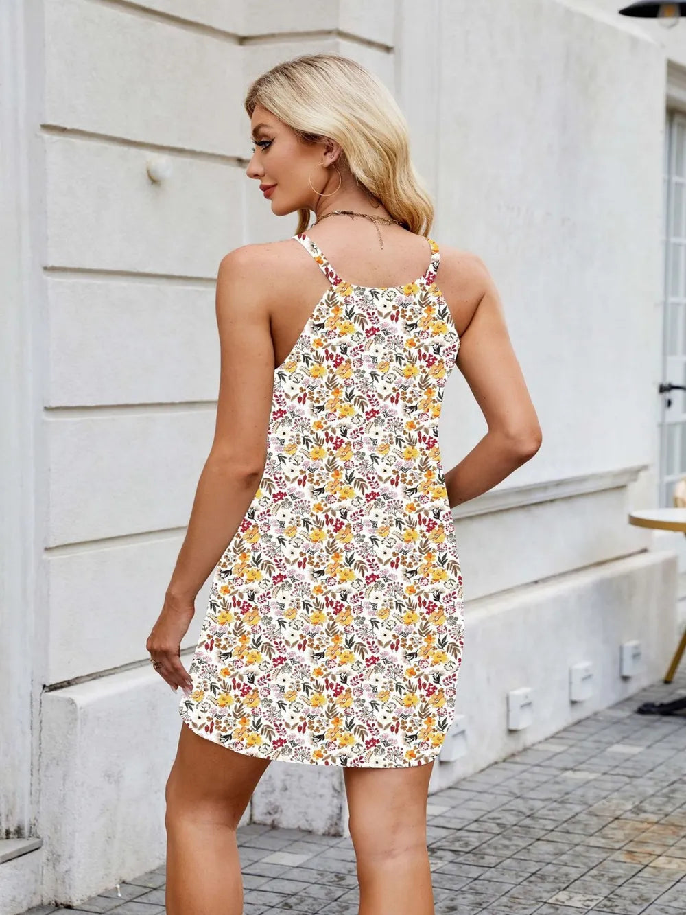 Floral print cami midi dress, sleeveless slip summer dress by Vilmere