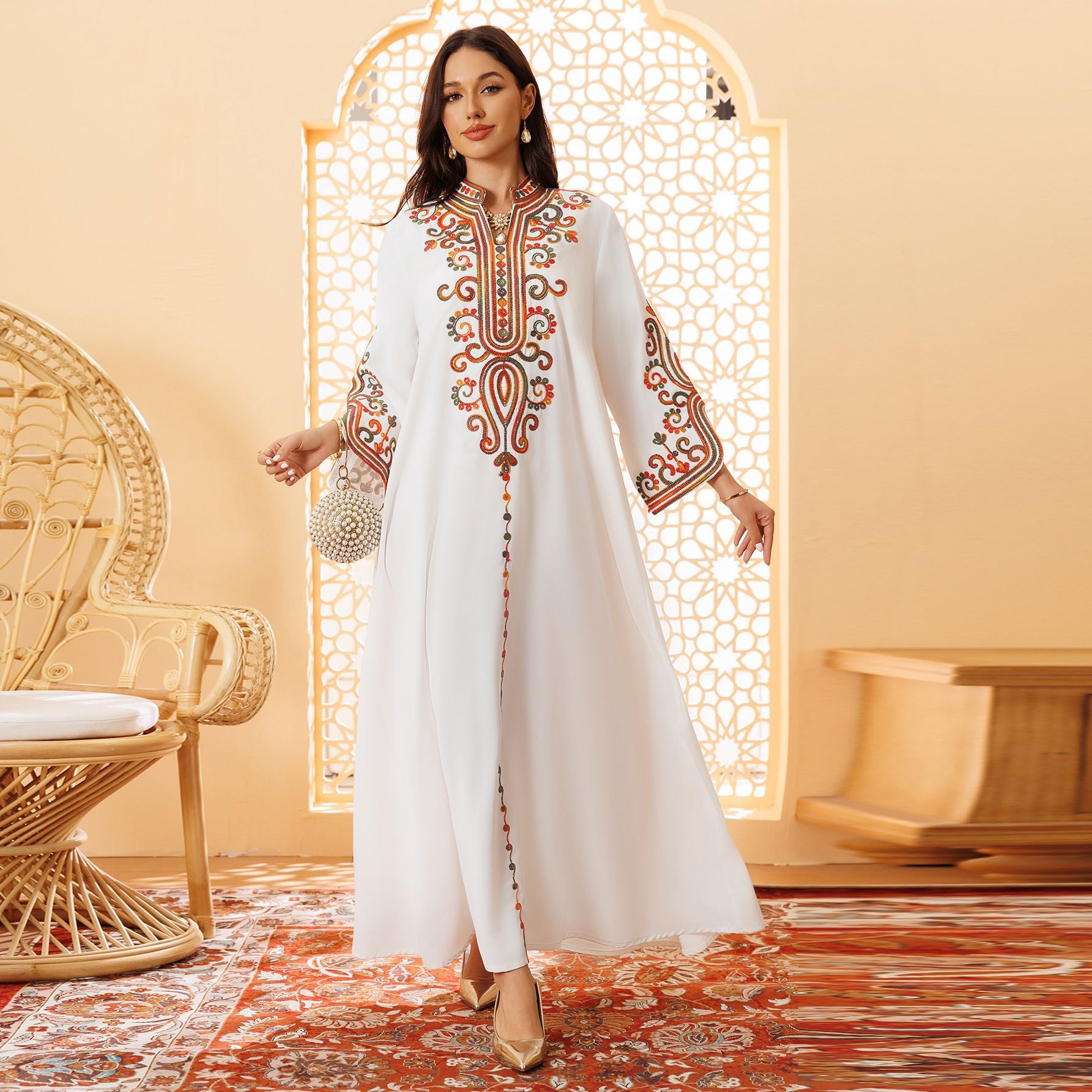Embroidered Rope Pullover Maxi Dress