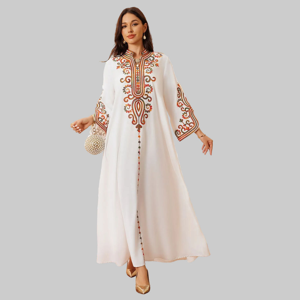 Embroidered Pullover Maxi Dress for women with long sleeves