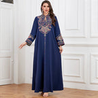 Embroidered Robe Maxi Dress, Navy