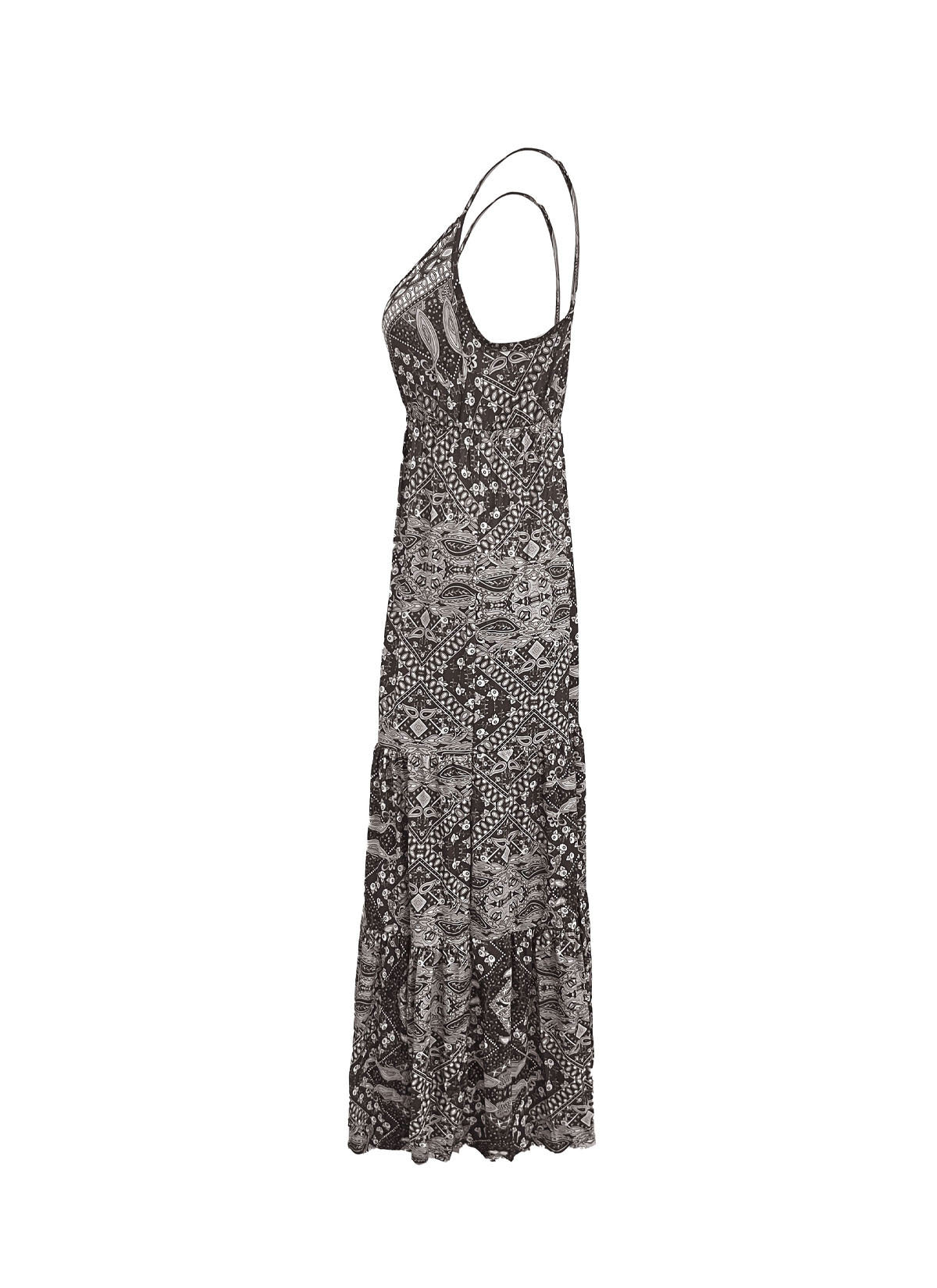 Floral Print V-Neck Maxi Dress