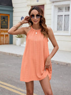 Eyelet sleeveless mini dress, feminine summer dress by Vilmere