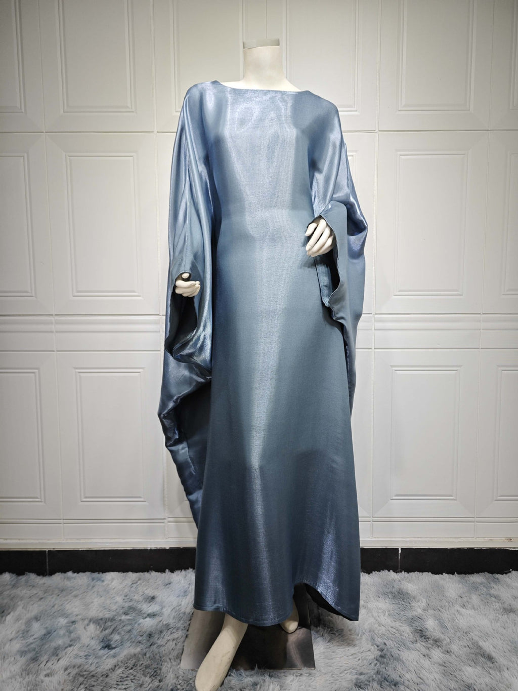 Shiny Satin Belted Maxi Dress