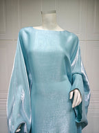 Shiny Satin Belted Maxi Dress